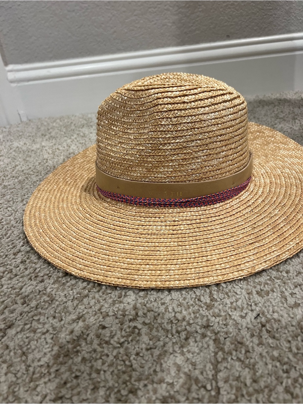 Wyeth by Todd Magill Straw Sun Hat with Pink and Tan Trim